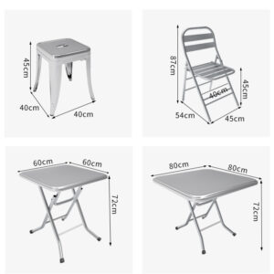 bàn inox vuông 90x90x75cm xếp gọn thông minh giúp tiết kiệm không gian