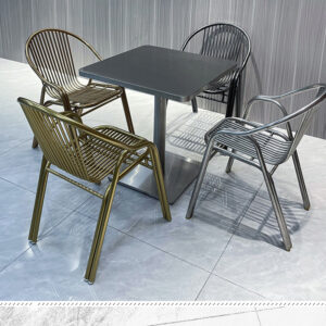 bàn inox vuông chân vuông 60x60x74cm có tăng cứng mặt bàn