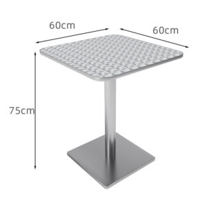 bàn inox vuông chân vuông 60x60x75cm với khung bằng inox 304 được gia cố thêm các thanh tăng cứng