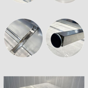 bàn inox vuông có lỗ 110x110x75cm có chân có cao su chống trượt