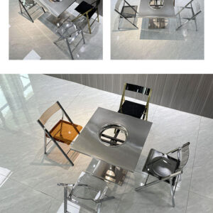 bàn inox vuông có lỗ 90x90x74cm với các mối hàn được thực hiện bằng công nghệ hàn TIG có khí Ar bảo vệ chống oxi hóa
