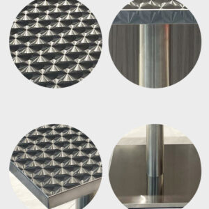 bàn inox vuông có vân 80x80x74cm có tăng cứng mặt bàn