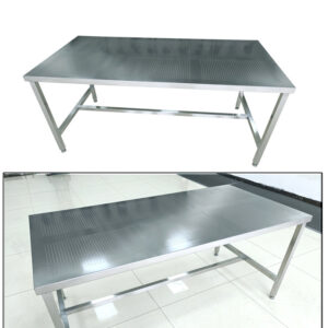 bàn sơ chế inox 180x90x80cm Chân bàn bằng hộp inox 40×40 mm, thanh tăng cứng inox hộp 25×25 mm, đợt bên dưới đan nan 10×20 mm