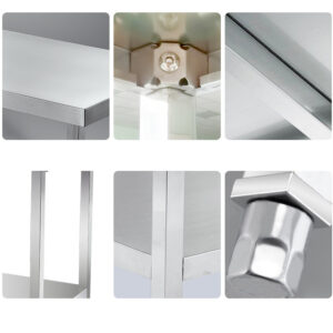 bàn sơ chế inox 2 tầng 100x40x80cm Khung bằng inox 304 được gia cố thêm các thanh tăng cứng