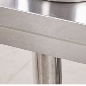 bàn sơ chế inox 2 tầng 120x60x80cm Mặt bàn được chấn dập bằng máy chấn CNC thủy lực, đường nét sắc sảo, chắc chắn. Có tăng cứng mặt bàn