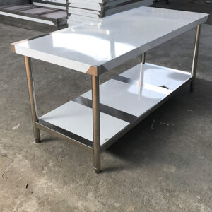 bàn sơ chế inox 2 tầng 150x80x80cm Bàn sơ chế thức ăn inox dùng để sơ chế thực phẩm, soạn đồ ăn, bàn thao tác trung gian