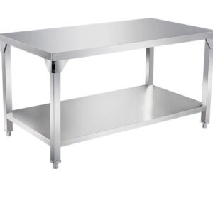 bàn sơ chế inox 2 tầng 80x40x80cm Khung bằng inox 304 được gia cố thêm các thanh tăng cứng