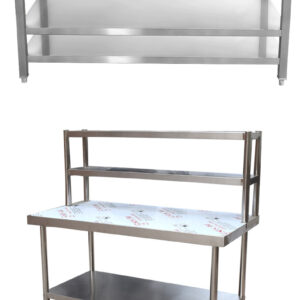 bàn sơ chế inox 2 tầng 80x60x80cm Bàn sơ chế thức ăn inox dùng để sơ chế thực phẩm, soạn đồ ăn, bàn thao tác trung gian
