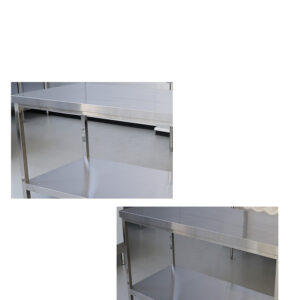 bàn sơ chế inox 2 tầng 80x60x80cm Các mối hàn được thực hiện bằng công nghệ hàn TIG có khí Ar bảo vệ chống oxi hóa
