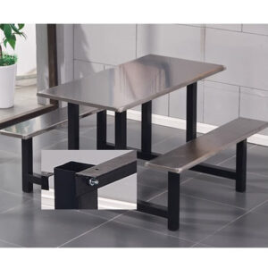 bộ bàn ăn công nghiệp ghế liền Mặt ghế bằng inox 304 sáng bóng