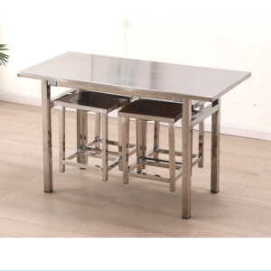 bộ bàn ăn inox 6 ghế 120x60x75cm Bàn ghế ăn công nghiệp inox này dùng trong quán ăn, nhà ăn công nghiệp