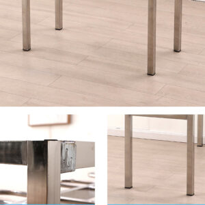 bộ bàn ăn inox 6 ghế 120x60x75cm Sử dụng máy chấn CNC giúp các mép gấp an toàn, bền bỉ và đẹp mắt