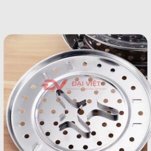 dĩa hấp inox 22cm với chân hấp được gấp gọn tiện lợi
