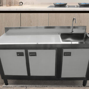 tủ bếp dưới khung inox với nhiều tính năng tiện lợi