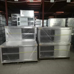 tủ chén inox 2 cửa 1200x600x800mm Dùng để đựng chén bát, bát đĩa, xoong nồi, đựng ly tách trong trường mầm non