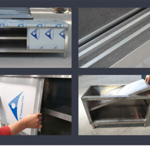 tủ chén inox 2 cửa 1500x600x800mm Cánh khung kính 5mm cường lực