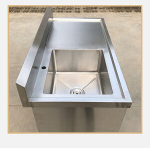 tủ chén inox có bồn rửa 1200x500x700mm Cánh khung kính 5mm cường lực