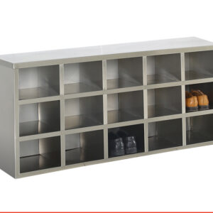tủ giầy inox 15 hộc 1500x600x300 với Khung tủ làm bằng inox hộp 30 x 30 mm