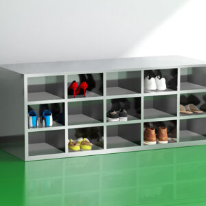 tủ giầy inox 15 hộc 1500x600x600 với Khung tủ làm bằng inox hộp 30 x 30 mm