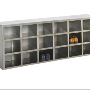 tủ giày inox 18 hộc 1800x300x600 dùng trong phòng sạch, xưởng sản xuất hoặc gia đình