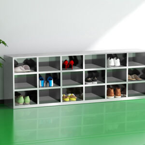 tủ giày inox 18 hộc 1800x300x600 với Khung tủ làm bằng inox hộp 30 x 30 mm