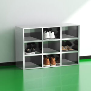 tủ giày inox 9 hộc 900x300x601 dùng trong phòng sạch, xưởng sản xuất hoặc gia đình