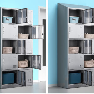 tủ quần áo inox 10 cửa mái xéo 1800x400x900 các góc cạnh được bo tròn để tránh đứt tay