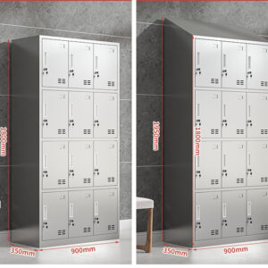 tủ quần áo inox 12 cửa mái xéo 1800x350x900 với chất Liệu Khung làm từ tấm Inox 304 dày 1mm