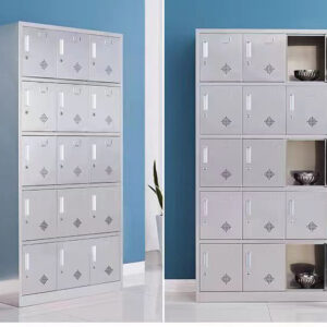 tủ quần áo inox 15 cửa 1800x350x900 bên trong tủ có 2 mặt kệ