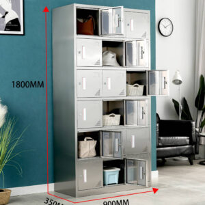 tủ quần áo inox 18 cửa 1800x350x900 bên trong tủ có 2 mặt kệ