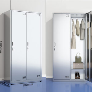tủ quần áo inox 2 cửa 1800x420x900 Tiếp đất bằng 4 chân cao su chuyên dụng chống trợt