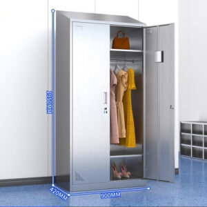 tủ quần áo inox 2 cửa mái xéo 1950x420x900 các góc cạnh được bo tròn để tránh đứt tay