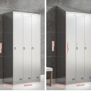 tủ quần áo inox 3 cửa mái xéo 1800x420x900 các góc cạnh được bo tròn để tránh đứt tay