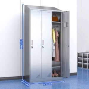 tủ quần áo inox 3 cửa mái xéo 1950x420x900 các góc cạnh được bo tròn để tránh đứt tay