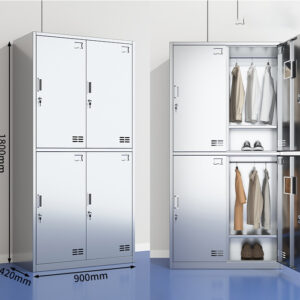 tủ quần áo inox 4 của 1800x420x900 các góc cạnh được bo tròn để tránh đứt tay