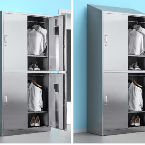 tủ quần áo inox 4 cửa mái xéo 1800x420x900 các góc cạnh được bo tròn để tránh đứt tay