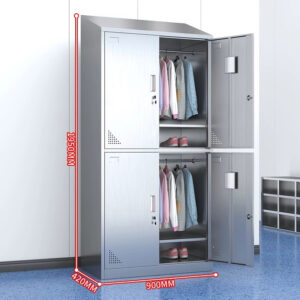 tủ quần áo inox 4 cửa mái xéo 1950x420x900 các góc cạnh được bo tròn để tránh đứt tay
