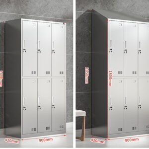 tủ quần áo inox 6 cửa mái xéo 1800x420x900 các góc cạnh được bo tròn để tránh đứt tay