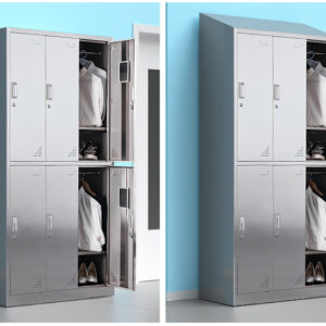 tủ quần áo inox 6 cửa mái xéo 1800x420x900 với chất Liệu Khung làm từ tấm Inox 304 dày 1mm