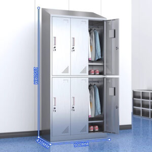 tủ quần áo inox 6 cửa mái xéo 1950x420x900 các góc cạnh được bo tròn để tránh đứt tay