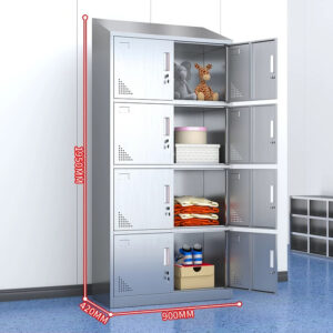 tủ quần áo inox 8 cửa mái xéo 1950x420x900 các góc cạnh được bo tròn để tránh đứt tay