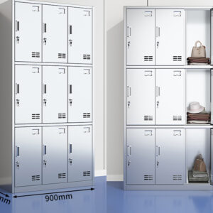 tủ quần áo inox 9 cửa 1800x420x900 các góc cạnh được bo tròn để tránh đứt tay