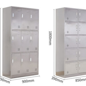 tủ quần áo inox 9 cửa 1800x420x900 chân tủ được bọc cao su chống trượt