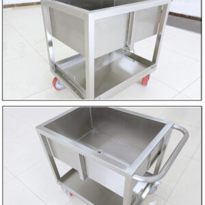 xe đẩy inox 2 tầng 700x500x800mm dùng để vận chuyển thực phẩm, dọn chén bát
