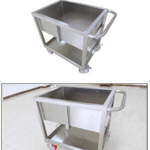 xe đẩy inox 2 tầng 700x500x800mm làm từ inox 304 sáng bóng
