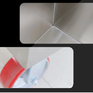 xe đẩy inox 2 tầng 700x500x800mm với bánh xe được trang bị khóa