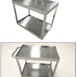 xe đẩy inox 2 tầng 750x480x750mm dùng để vận chuyển thức ăn trong nhà hàng