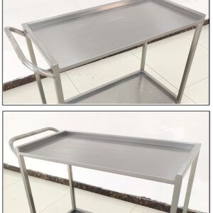 xe đẩy inox 2 tầng 800x600x800mm với mặt sàn làm từ tấm inox 304