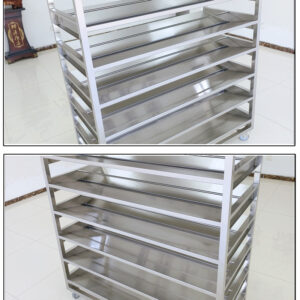 xe đẩy inox 7 tầng 1500x400x1800 được làm từ inox 304 chống gỉ