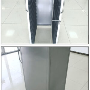 xe đẩy khay inox 15 tầng với khung xe được làm từ inox 304 sáng bóng